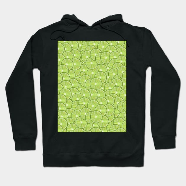 All Over Green Lime Citrus Slice Pattern Hoodie by Art by Deborah Camp